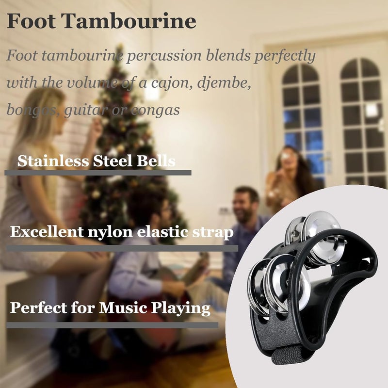MOONBACK 8 Pcs Tambourines for Adults Metal Jingles Half Moon Tambourine, Foot Tambourine, Wood Rhythm Sticks，Egg Shakers, Sand Hammer, Hand Percussion Instrument Set for Party, KTV - Image 4